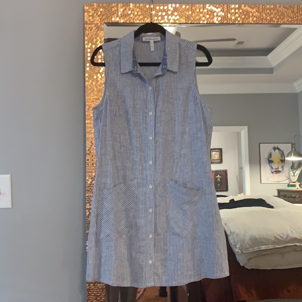 BCBGeneration Sleeveless Striped Linen Dress